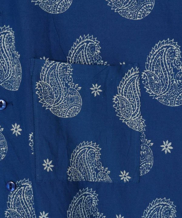 Chemise oversize à imprimé bloc indigo