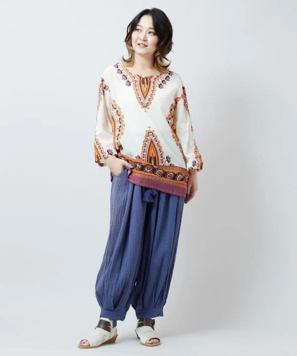 Haut ethnique en coton brodé Dashiki