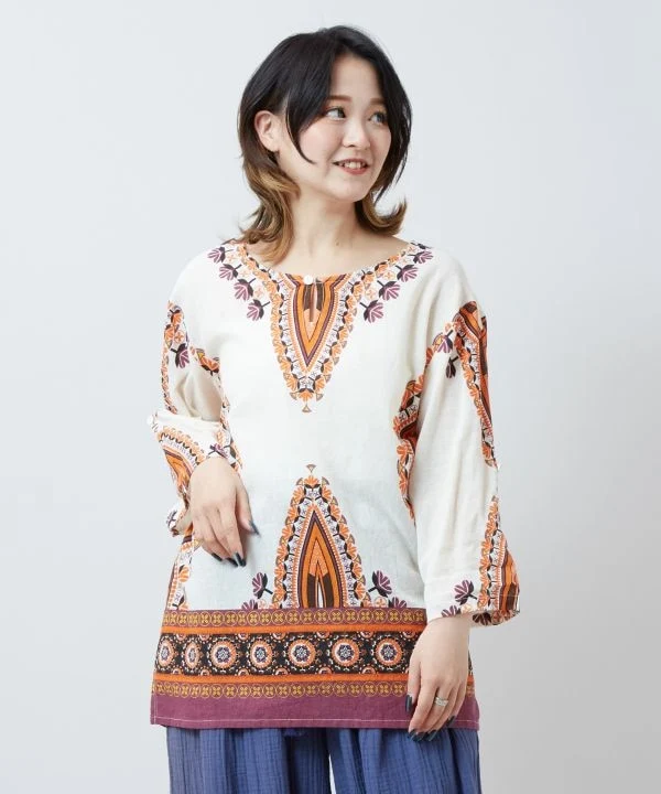Haut ethnique en coton brodé Dashiki