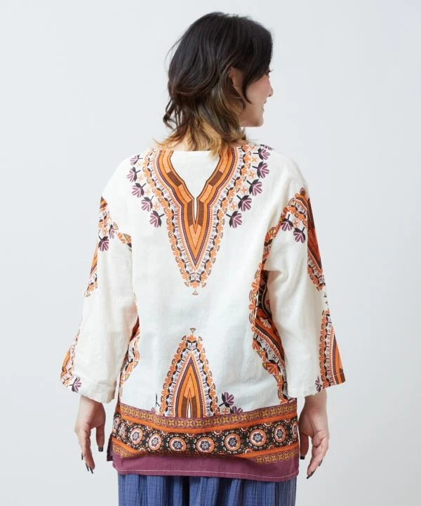 Haut ethnique en coton brodé Dashiki