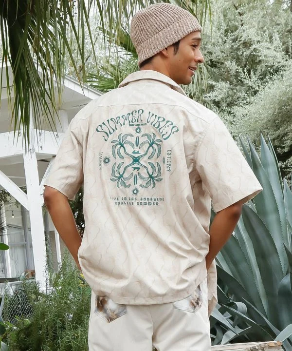 Chemise ethnique en velours côtelé brodée SURF & Palms