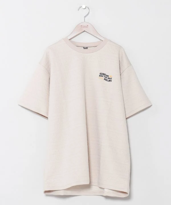 T-shirt SURF＆Palms à texture jacquard extensible