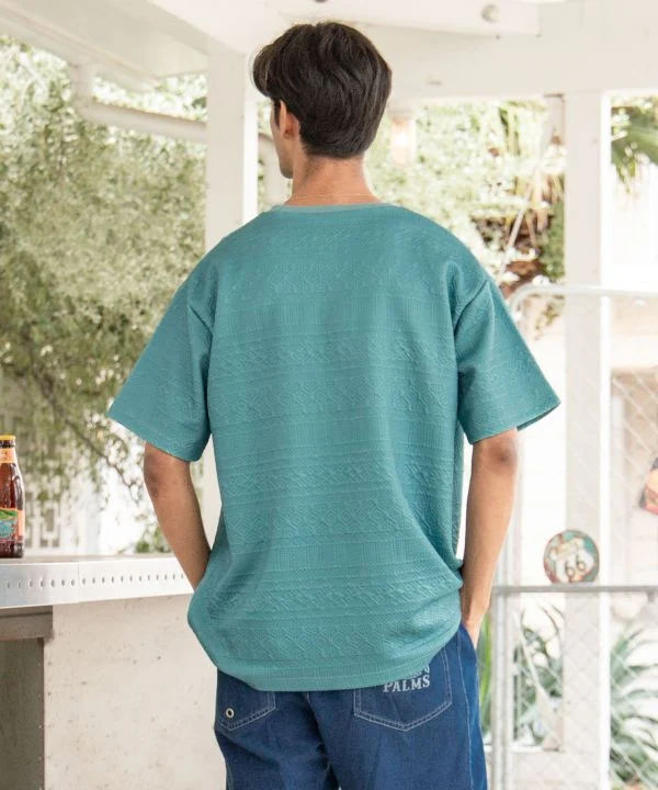 T-shirt SURF＆Palms à texture jacquard extensible
