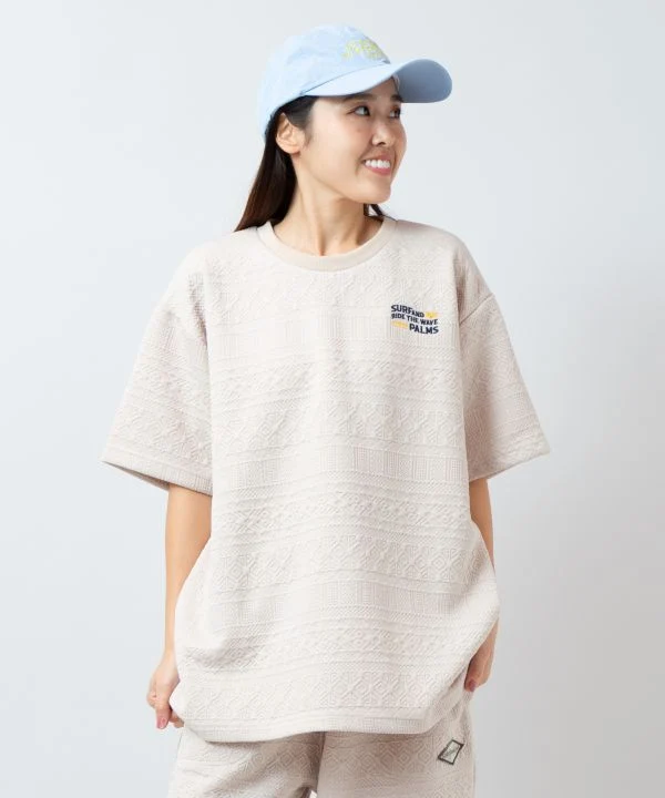 T-shirt SURF＆Palms à texture jacquard extensible
