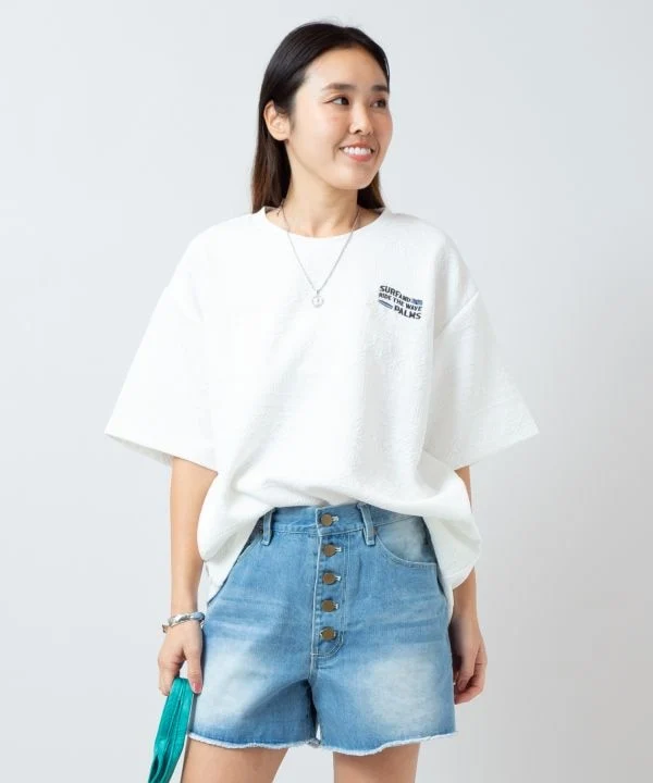 T-shirt SURF＆Palms à texture jacquard extensible