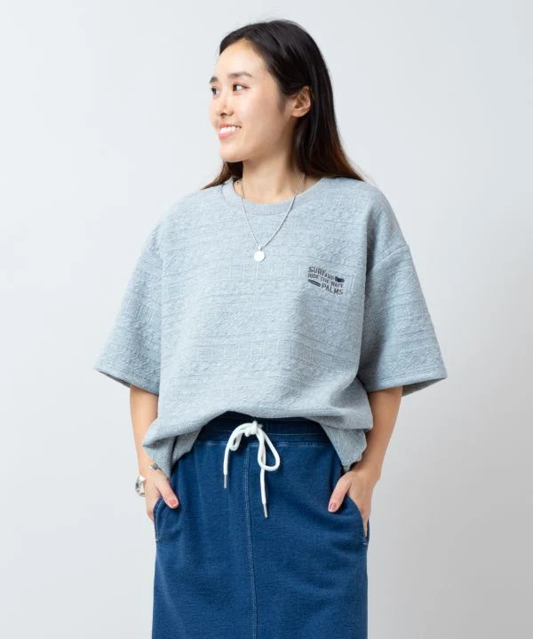 T-shirt SURF＆Palms à texture jacquard extensible