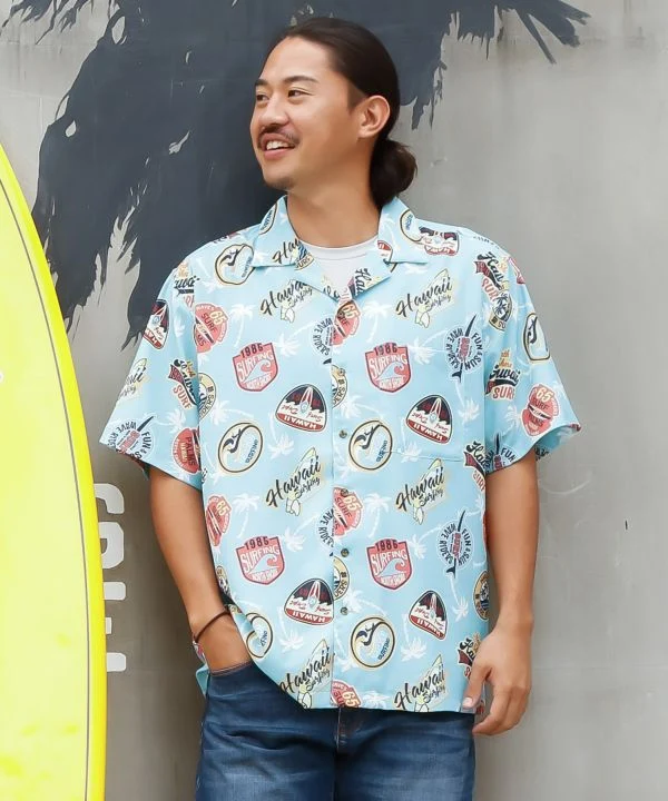 Chemise hawaïenne graphique rétro SURF&Palms