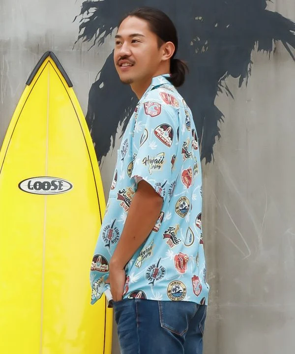 Chemise hawaïenne graphique rétro SURF&Palms