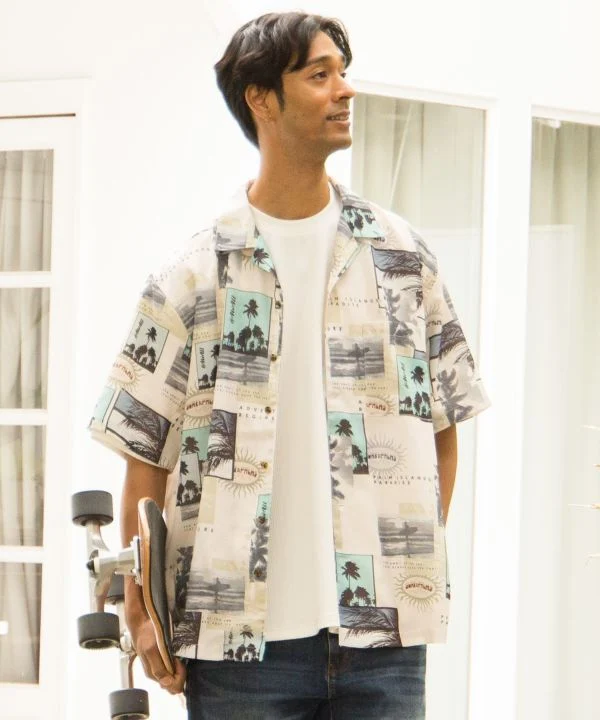 Chemise hawaïenne graphique rétro SURF&Palms