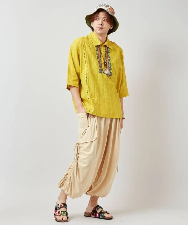 Chemise en coton Dobby brodée