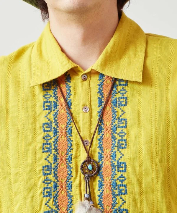 Chemise en coton Dobby brodée