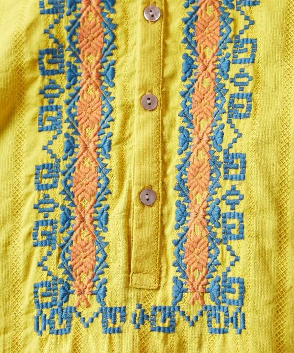 Chemise en coton Dobby brodée