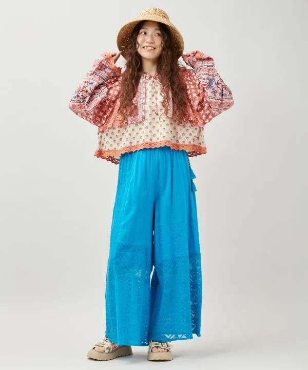 Blouse bohème à imprimé géométrique