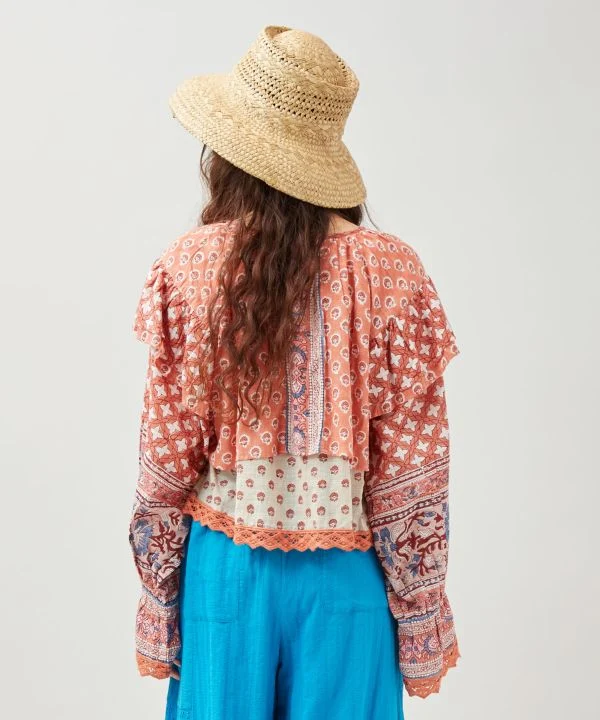 Blouse bohème à imprimé géométrique