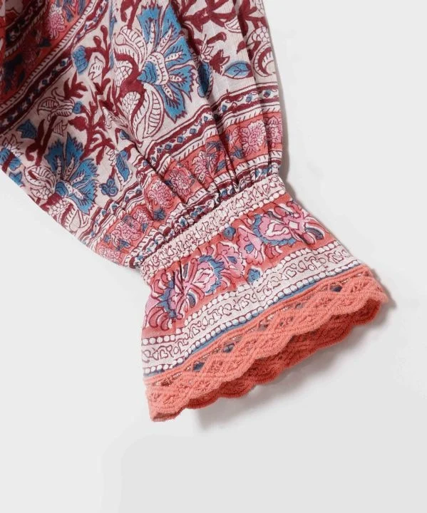 Blouse bohème à imprimé géométrique