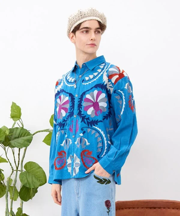 Chemise bohème brodée à message