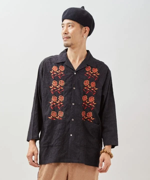 Chemise jacquard à fleurs pour hommes