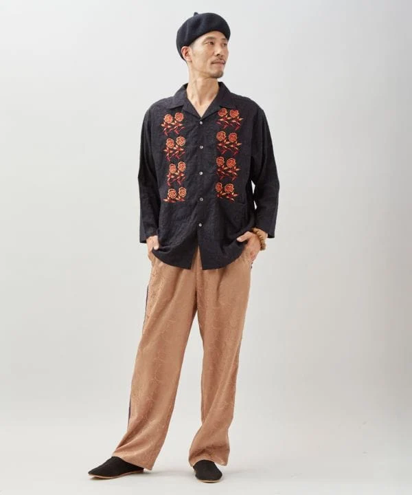 Chemise jacquard à fleurs pour hommes