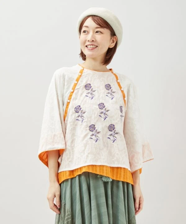 Blouse jacquard à fleurs