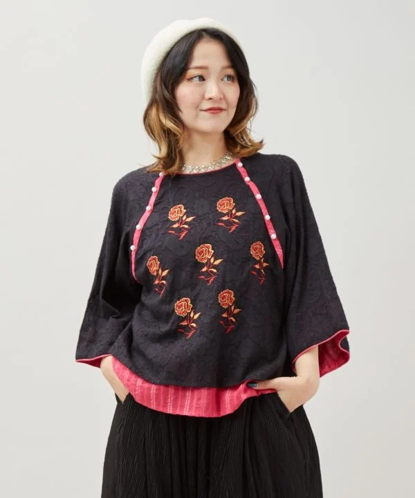 Blouse jacquard à fleurs