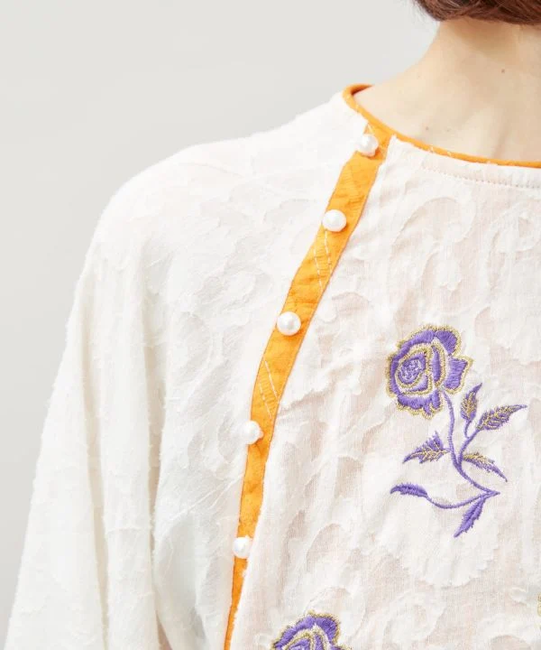 Blouse jacquard à fleurs