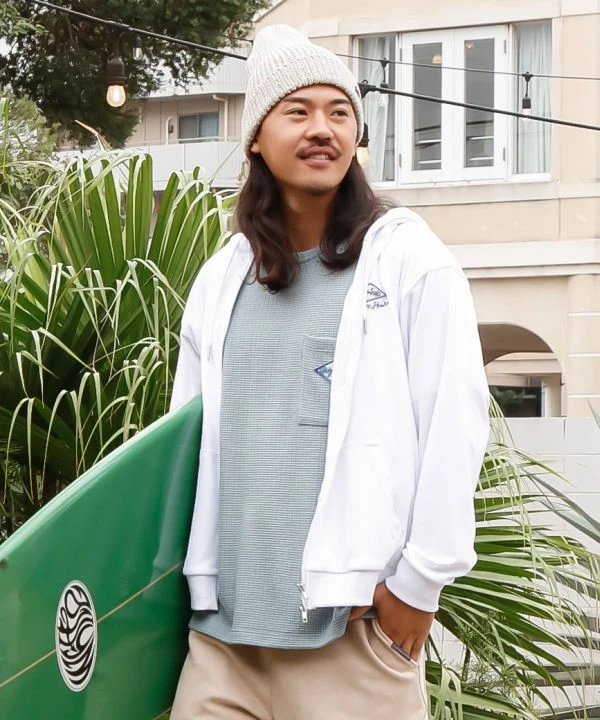 SURF＆Palms Sweat à capuche zippé en polaire douce pour hommes