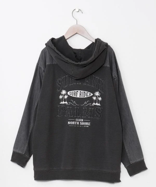 Sweat à capuche en denim contrasté SURF&Palms pour hommes