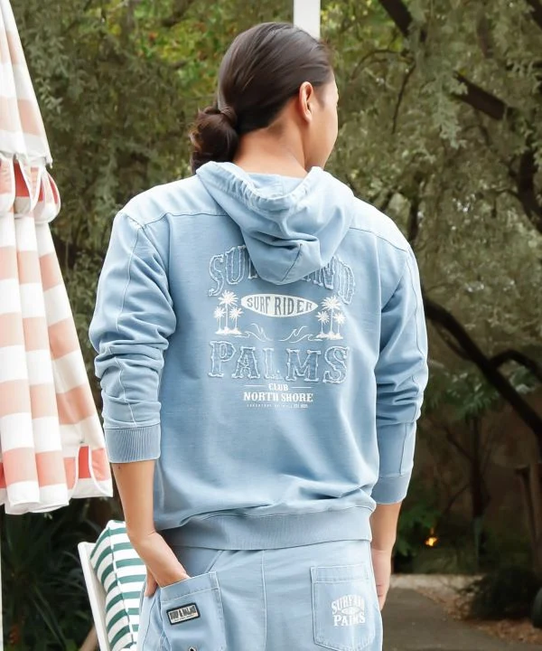 Sweat à capuche en denim contrasté SURF&Palms pour hommes