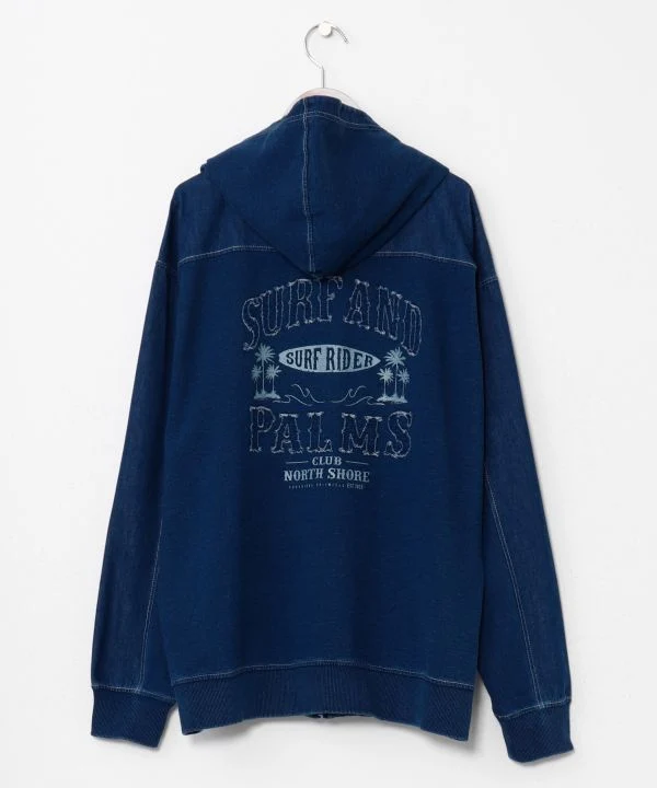 Sweat à capuche en denim contrasté SURF&Palms pour hommes