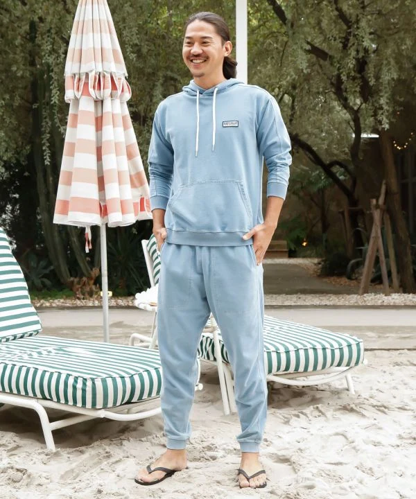 Sweat à capuche en denim contrasté SURF&Palms pour hommes