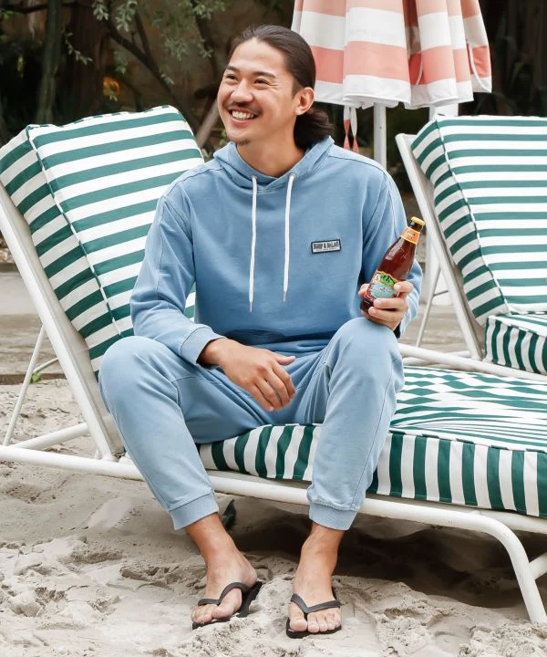 Sweat à capuche en denim contrasté SURF&Palms pour hommes