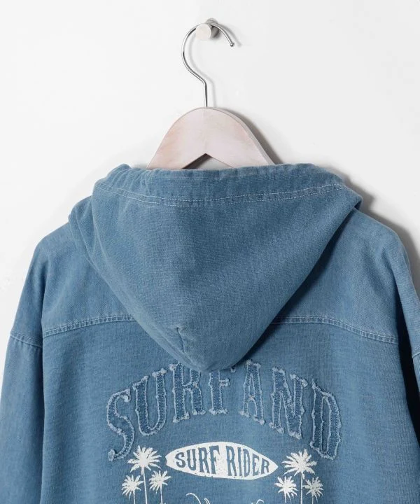 Sweat à capuche en denim contrasté SURF&Palms pour hommes
