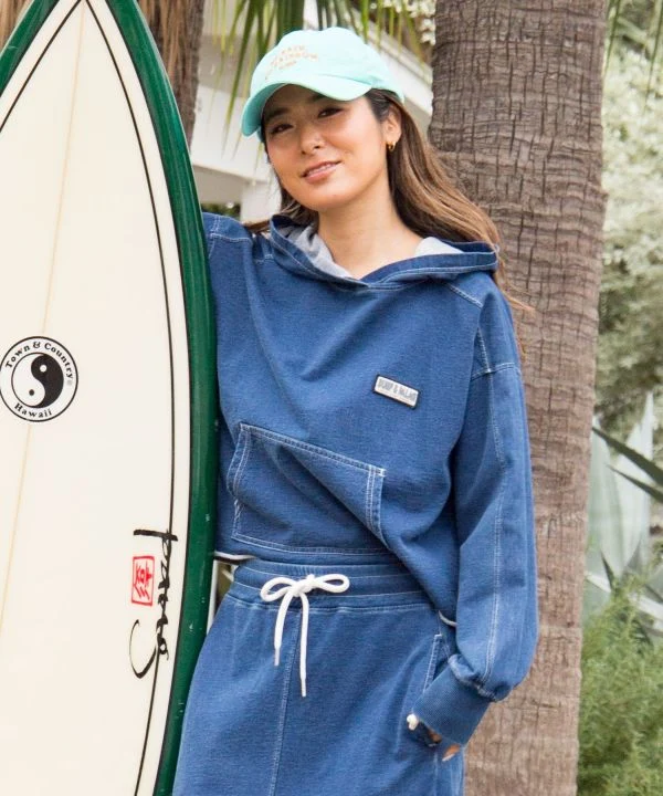 Sweat à capuche en denim contrasté SURF&Palms