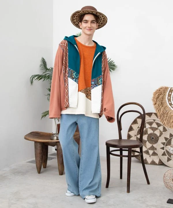 Haut ample patchwork pour homme