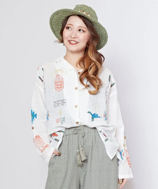 Chemise brodée en coton respirant