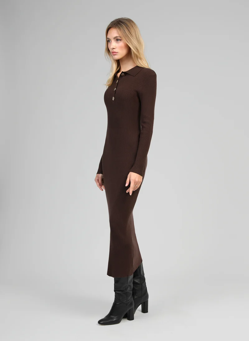 ROBE LONGUE NABOLO marron