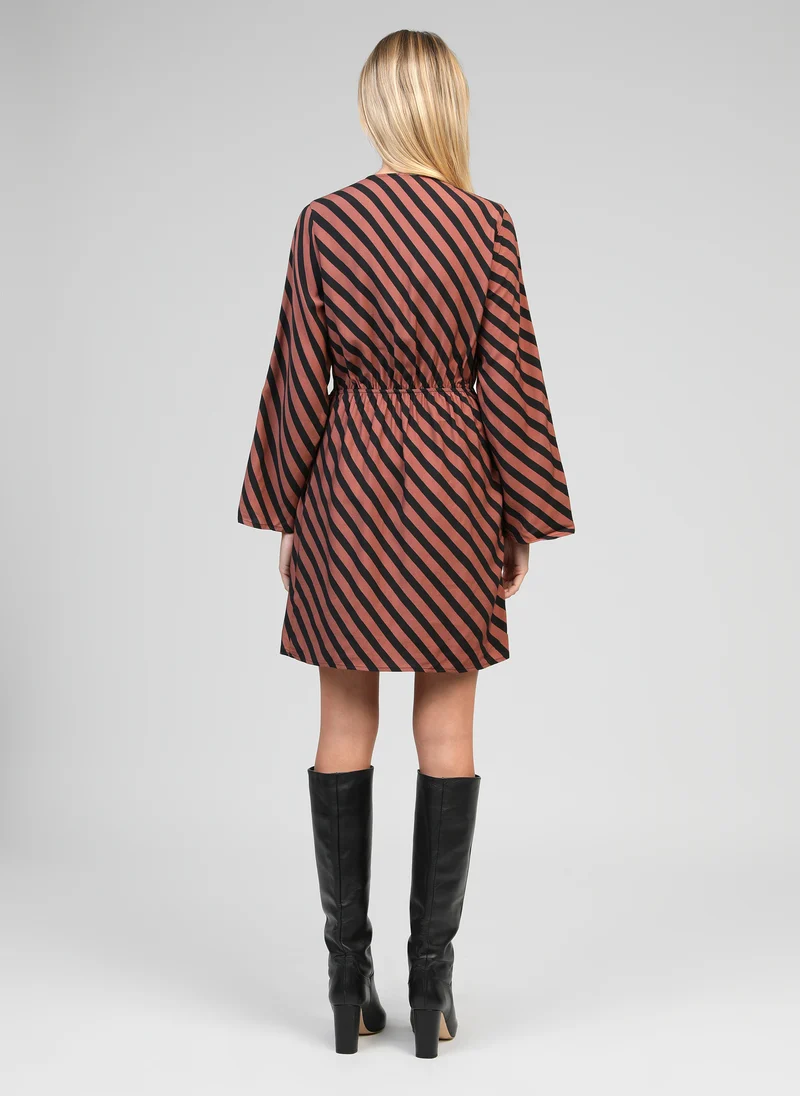 ROBE COURTE METALY stipe chocolat