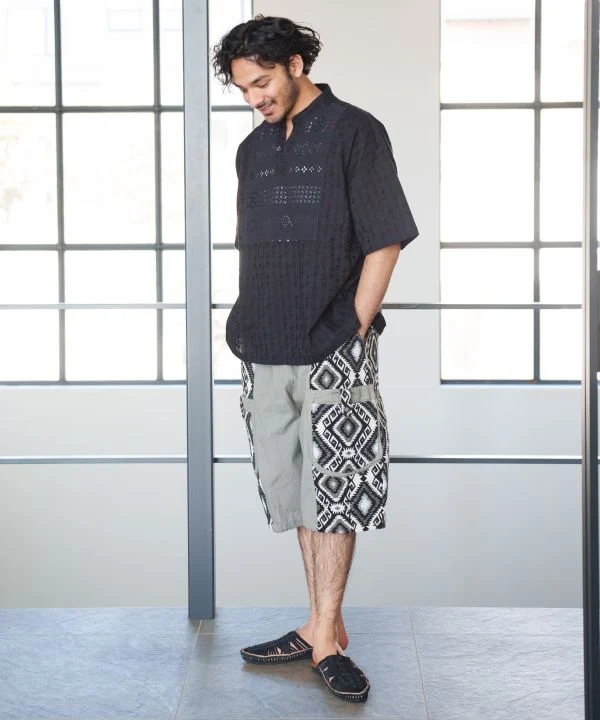 Kurta brodé Schiffli pour homme