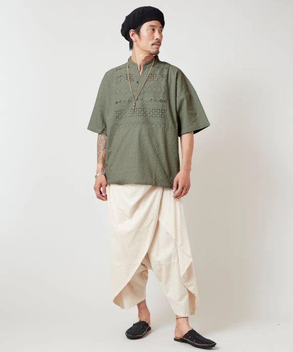 Kurta brodé Schiffli pour homme