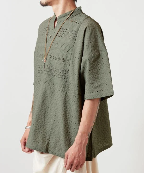 Kurta brodé Schiffli pour homme