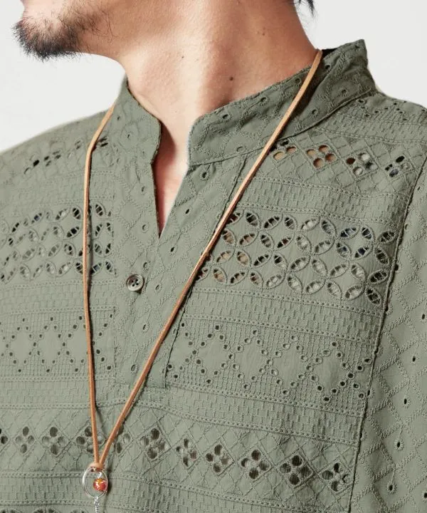 Kurta brodé Schiffli pour homme