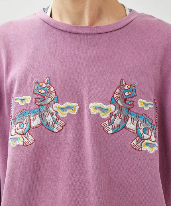 T-shirt homme brodé tigre style rétro