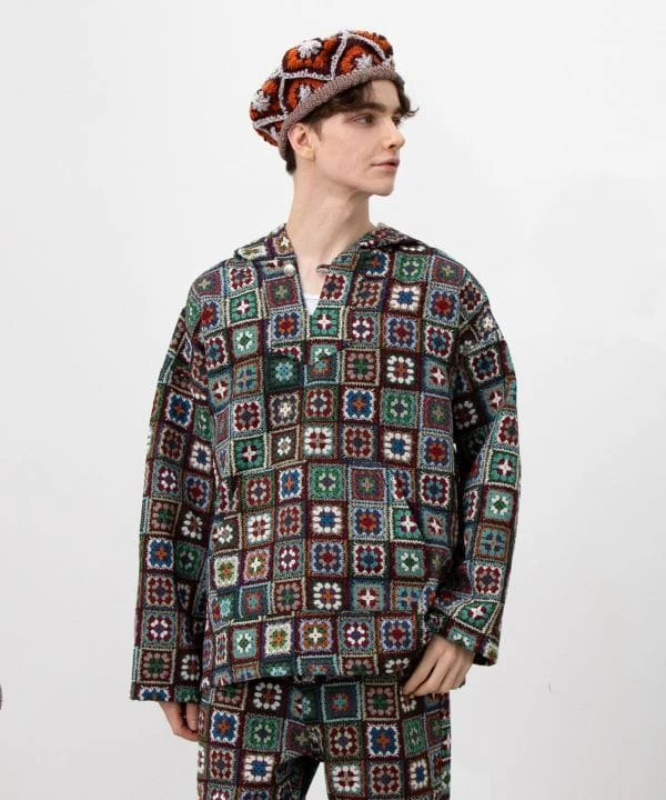 Sweat à capuche bohème style crochet