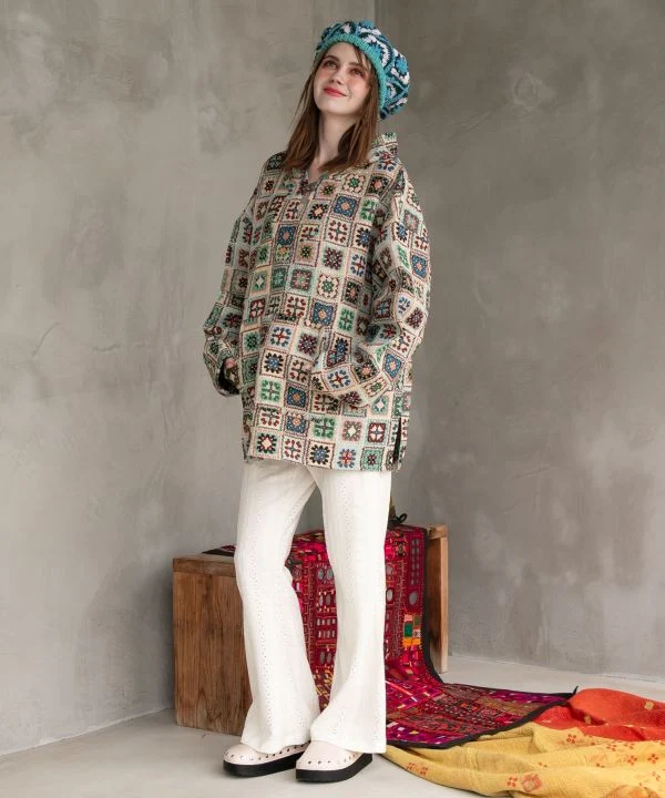 Sweat à capuche bohème style crochet
