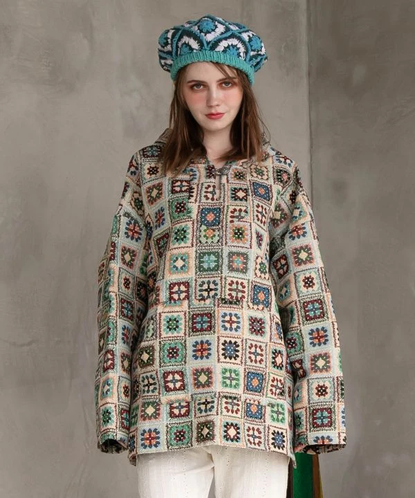 Sweat à capuche bohème style crochet