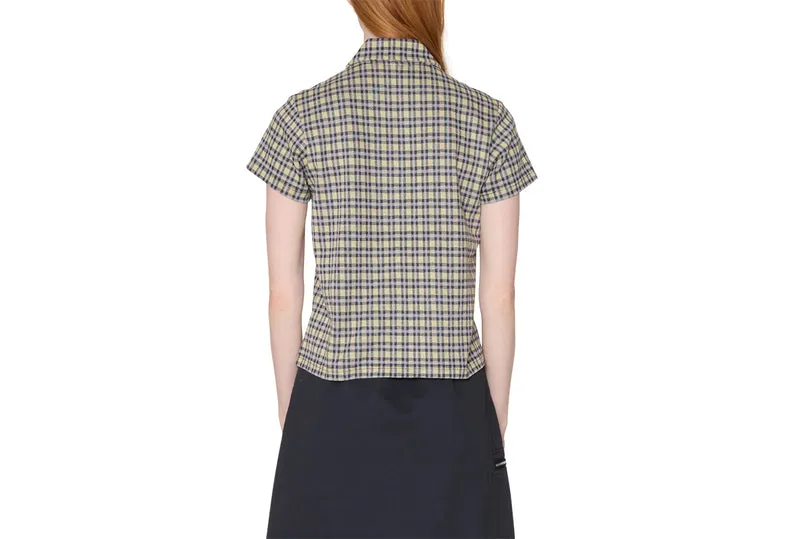 W LILA MICRO CHECK POLO SS
