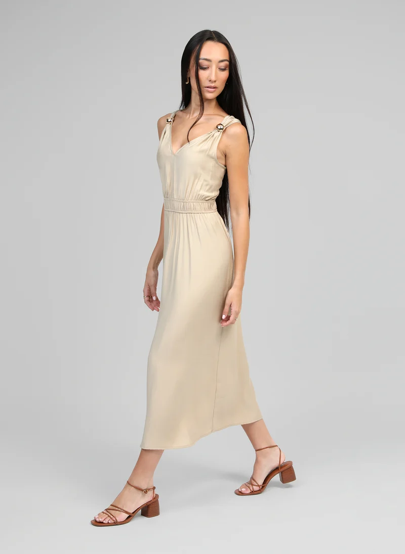 ROBE MIDI MALOUISE beige