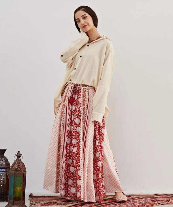 Chemise oversize en coton à imprimé bohème