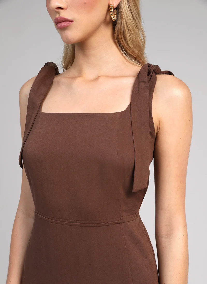 ROBE MIDI MANTIA marron
