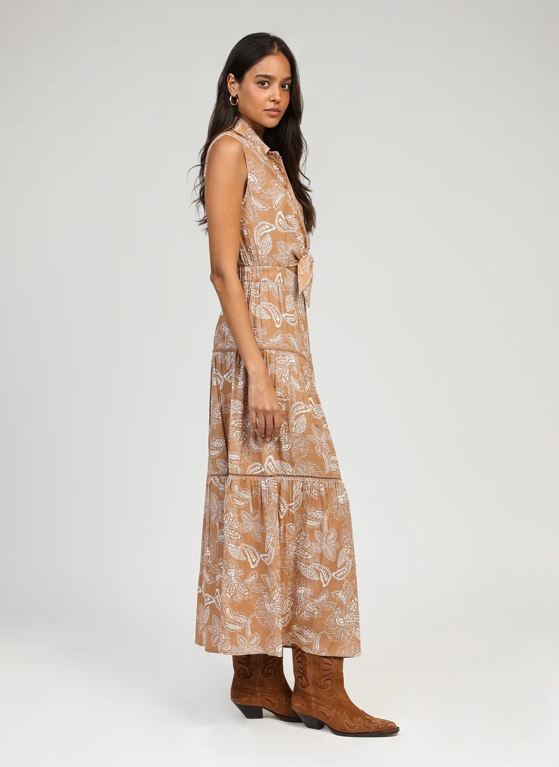 ROBE LONGUE OPAVIA passiflore beige